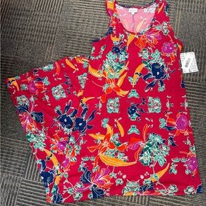 NWT LuLaRoe Dani Floral Maxi Dress - Pink Tropical Sz Large